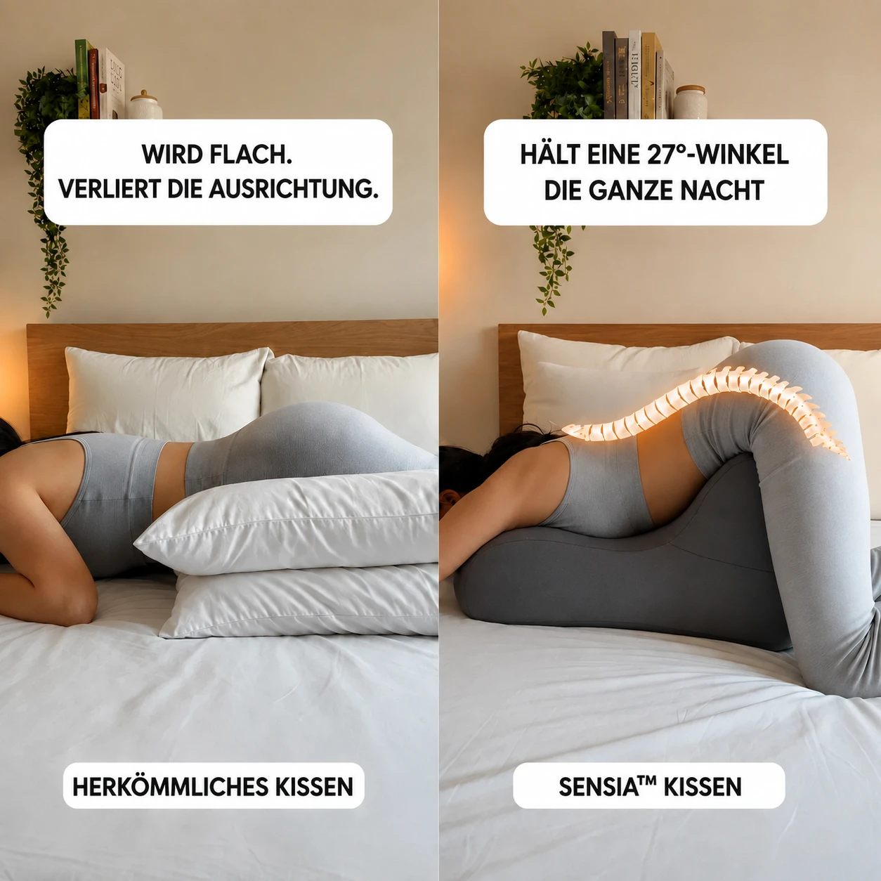 Gewöhnliches Kissen vs. SENSIA