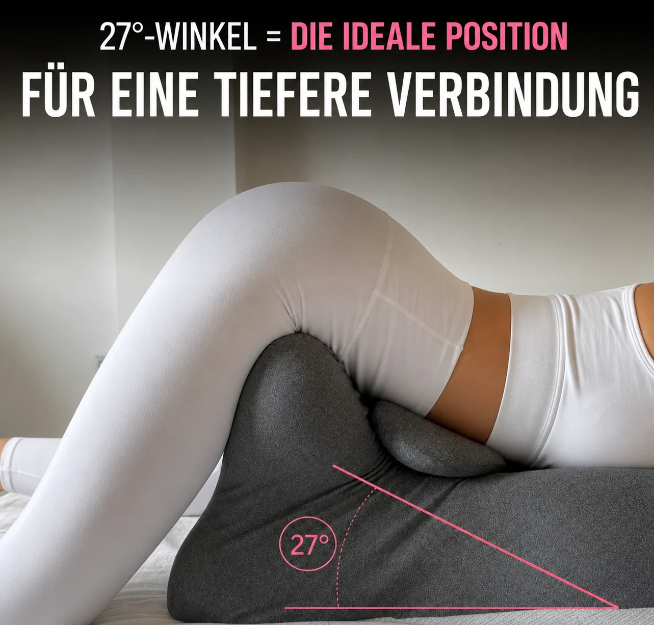 Sie setzt sich darauf. Ihre Hüften entspannen sich.
